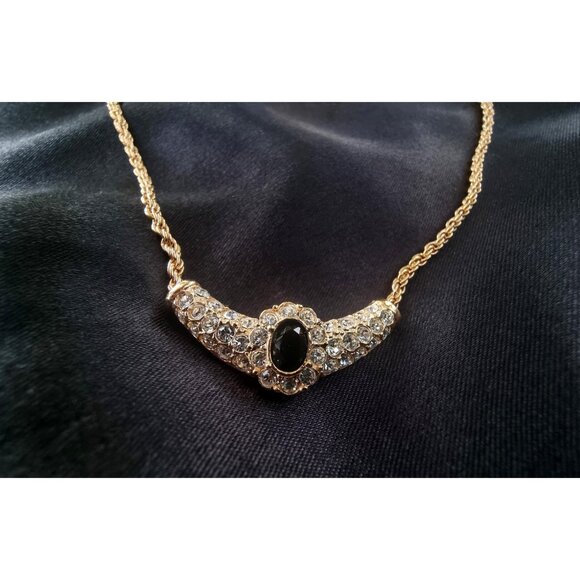 Vintage ROMAN Signed Faux Emerald Clear Rhinestones Gold Tone Set - Picture 7 of 7